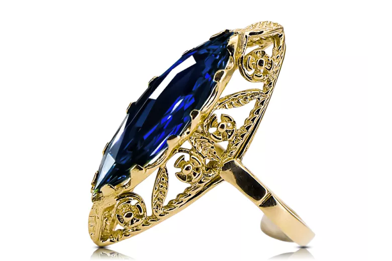 14K Yellow gold Sapphire Ring Vintage vrc005y